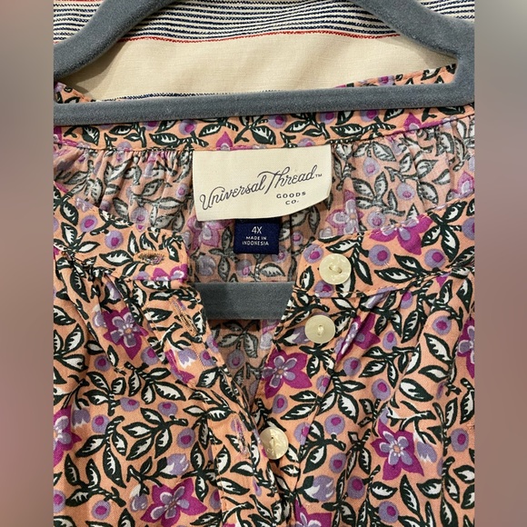 Universal Thread (4X) long sleeve peach/pink floral shirt - Picture 2 of 5